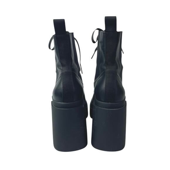 Clergerie Noam Womens Black Leather Lace Up Block Heels Platforn Ankle Boots 7.5 - Picture 3 of 8
